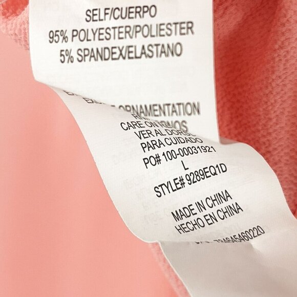 Sequin Hearts Coral Pink Floral Lace V-Neck Short Sleeve Tunic Dress Large - Picture 6 of 6